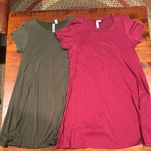 Casual Olive and Burgundy Women's Tshirt Dress